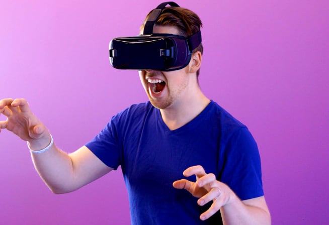 A image of a man wearing an interactive headset
